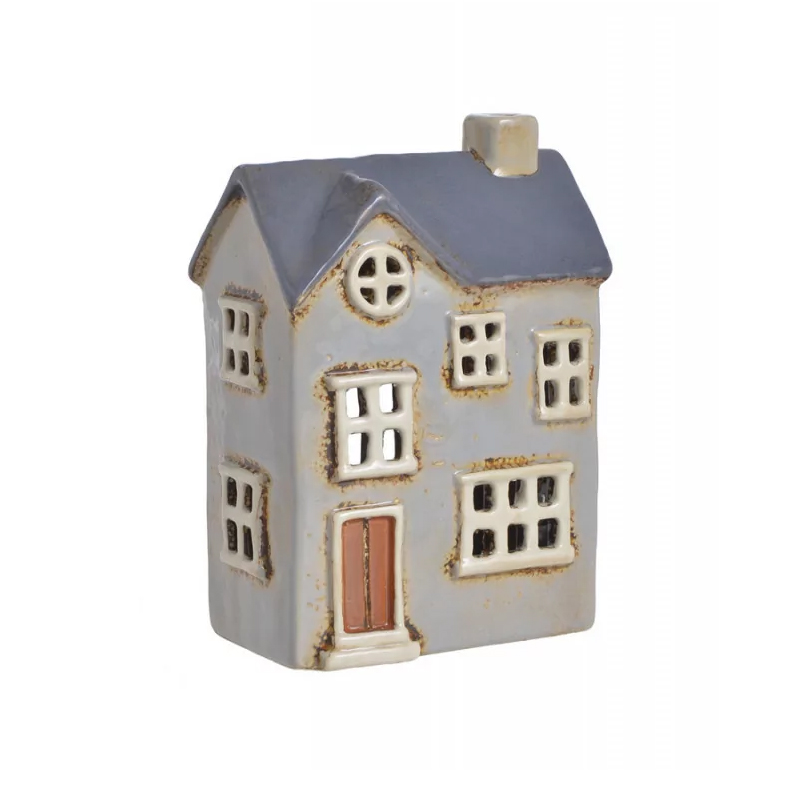 Підсвічник-будиночок керамічний 18см сірий Canea