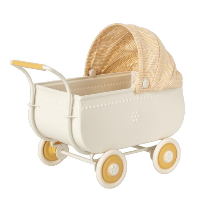 Каляска металева ретро 15см жовта Maileg