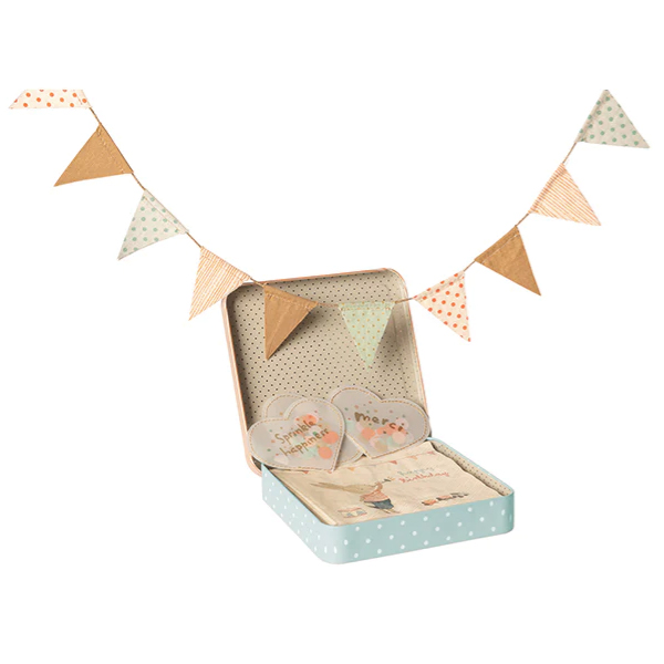 Набір святковий гірлянда+серветки+конфетті у металевій шкатулці Maileg