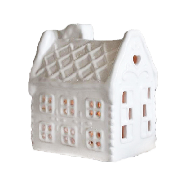 Підсвічник керамічний "Пряниковий будиночок" білий 12см Storefactory
