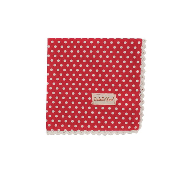 Серветка  з мереживом червона в горошок 40х40см Isabelle Rose