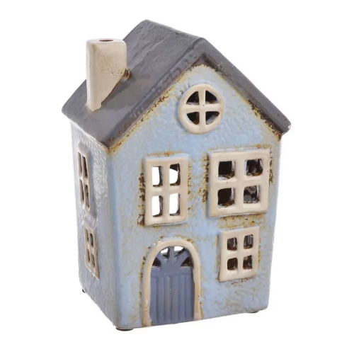 Підсвічник керамічний "Будиночок" голубий 16см Canea