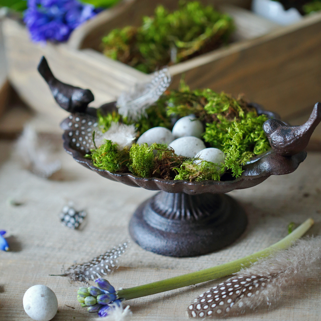 Поїлка для птахів металева 14см з 2-ма пташками Canea