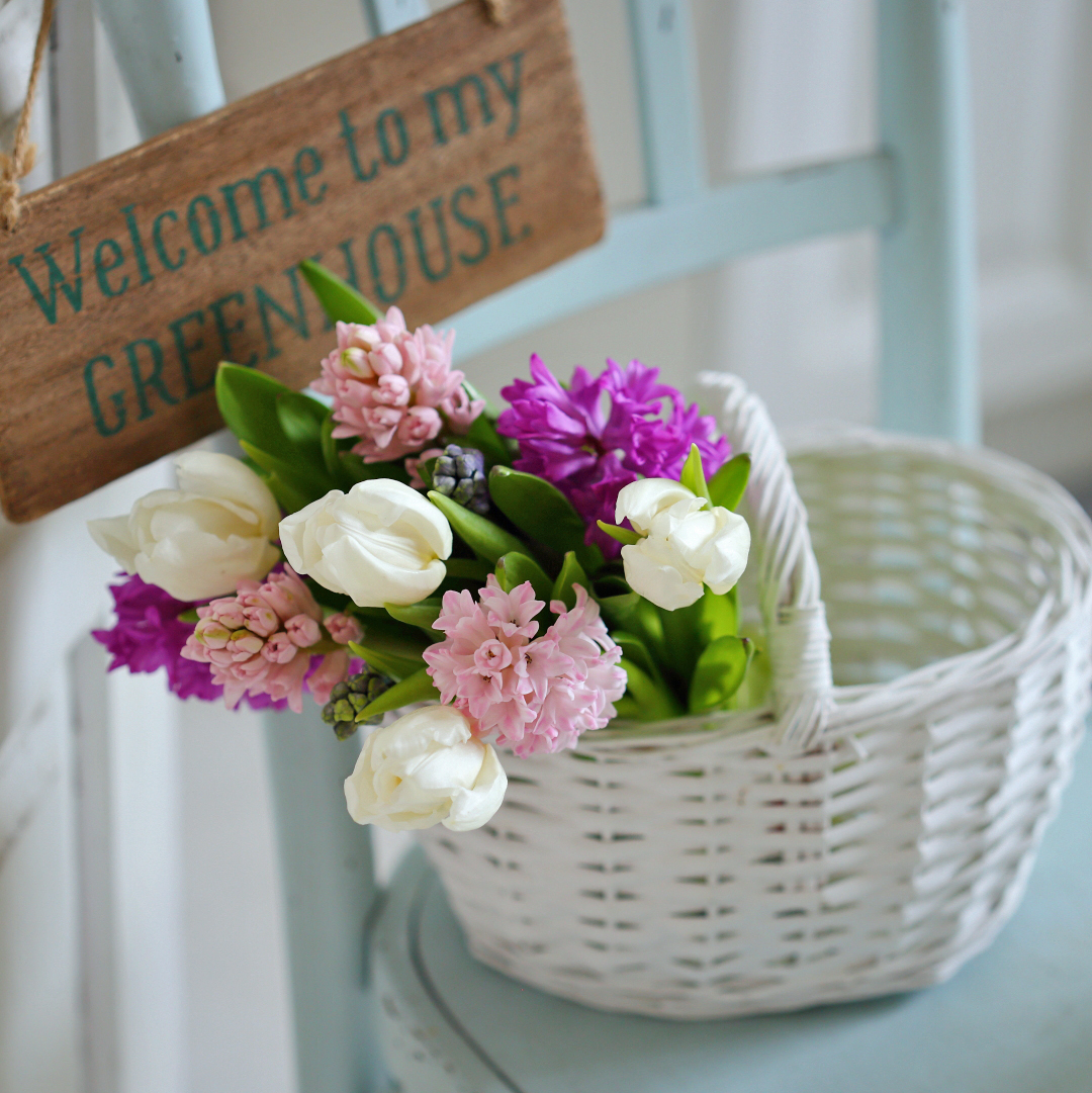 Корзинка плетена біла з однією ручкою 25см Canea