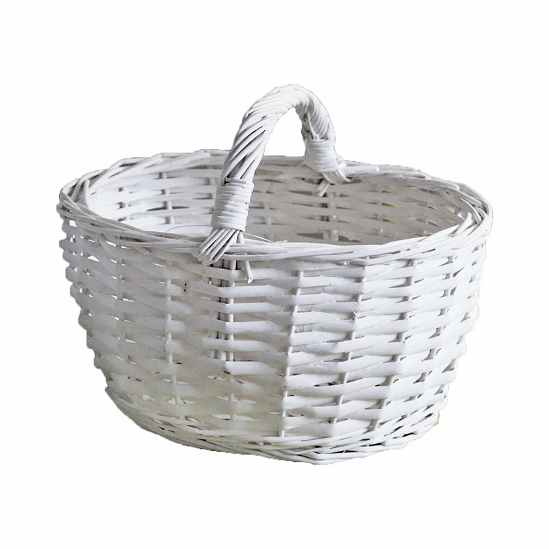 Корзинка плетена біла з однією ручкою 25см Canea