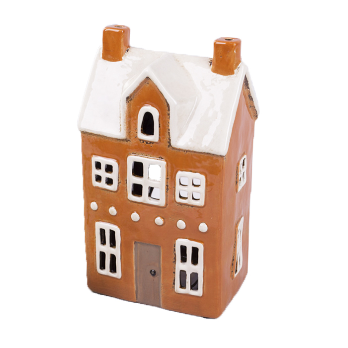 Підсвічник керамічний "Будиночок" оранжевий 22см Canea