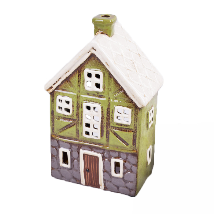 Підсвічник керамічний "Будиночок" зелений 23см Canea