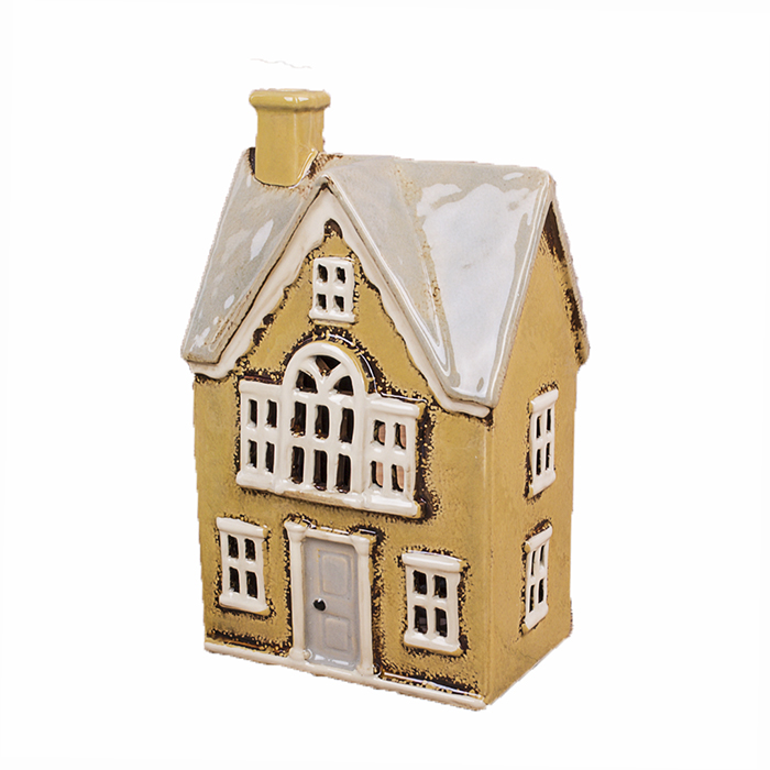 Підсвічник керамічний "Будиночок" жовтий 21см Canea