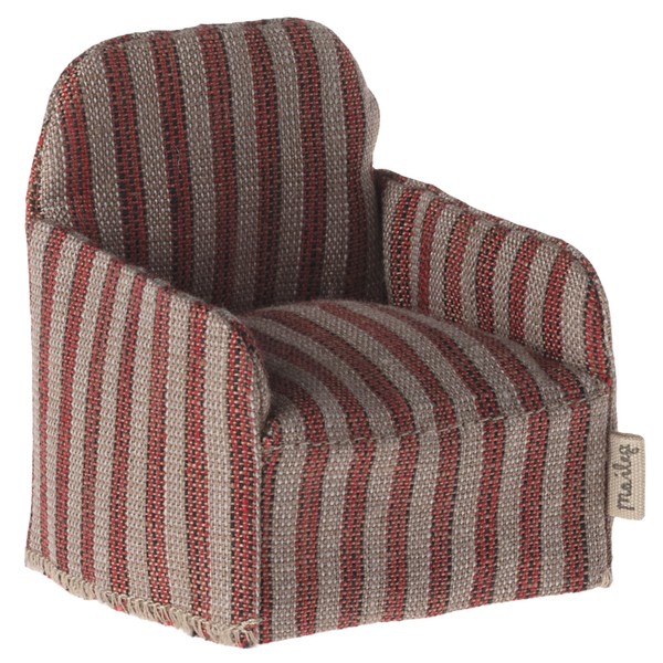 Крісло 8см м'яке червоне в полоску Maileg