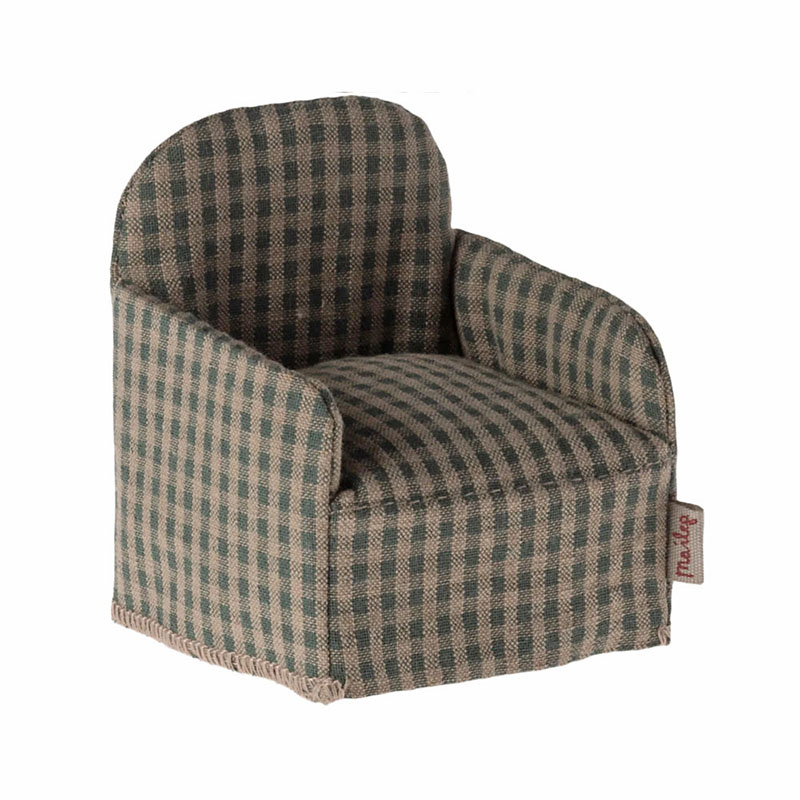 Крісло 8см м'яке зелене в дрібну клітинку Maileg