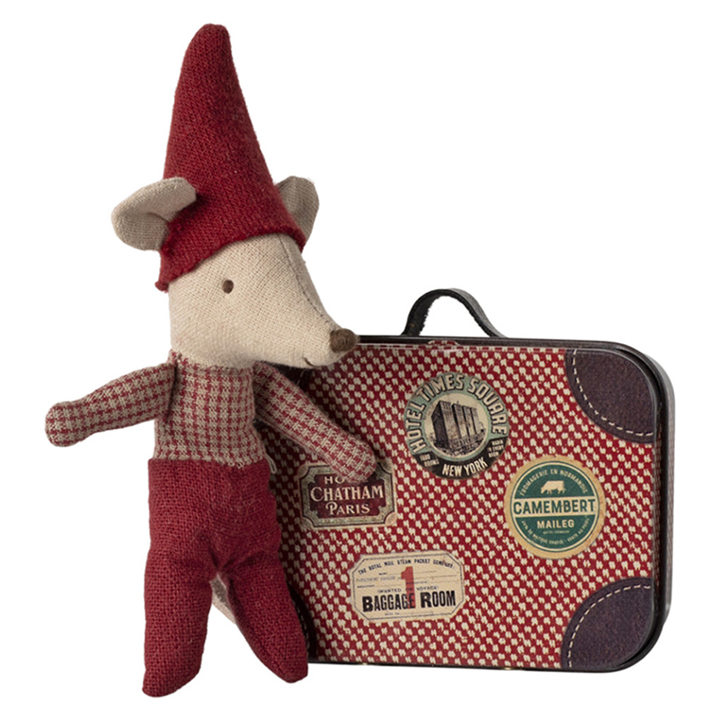 Мишеня 8см новорічне у валізці Maileg