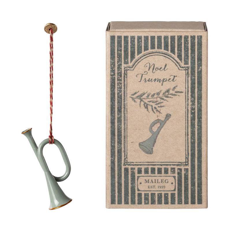 Підвіска ялинкова металева "Труба" 7,5см голуба у коробці Maileg