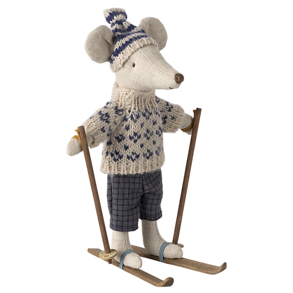 Мишеня Тато 15см з лижами Maileg