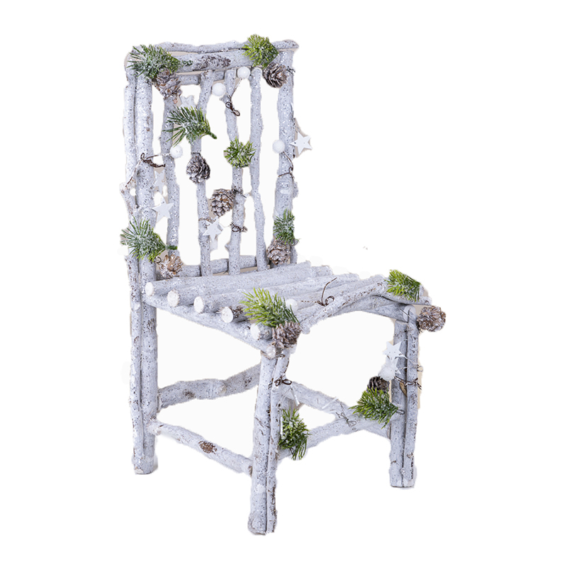Стільчик/крісло із гілочок засніжений 42см Canea