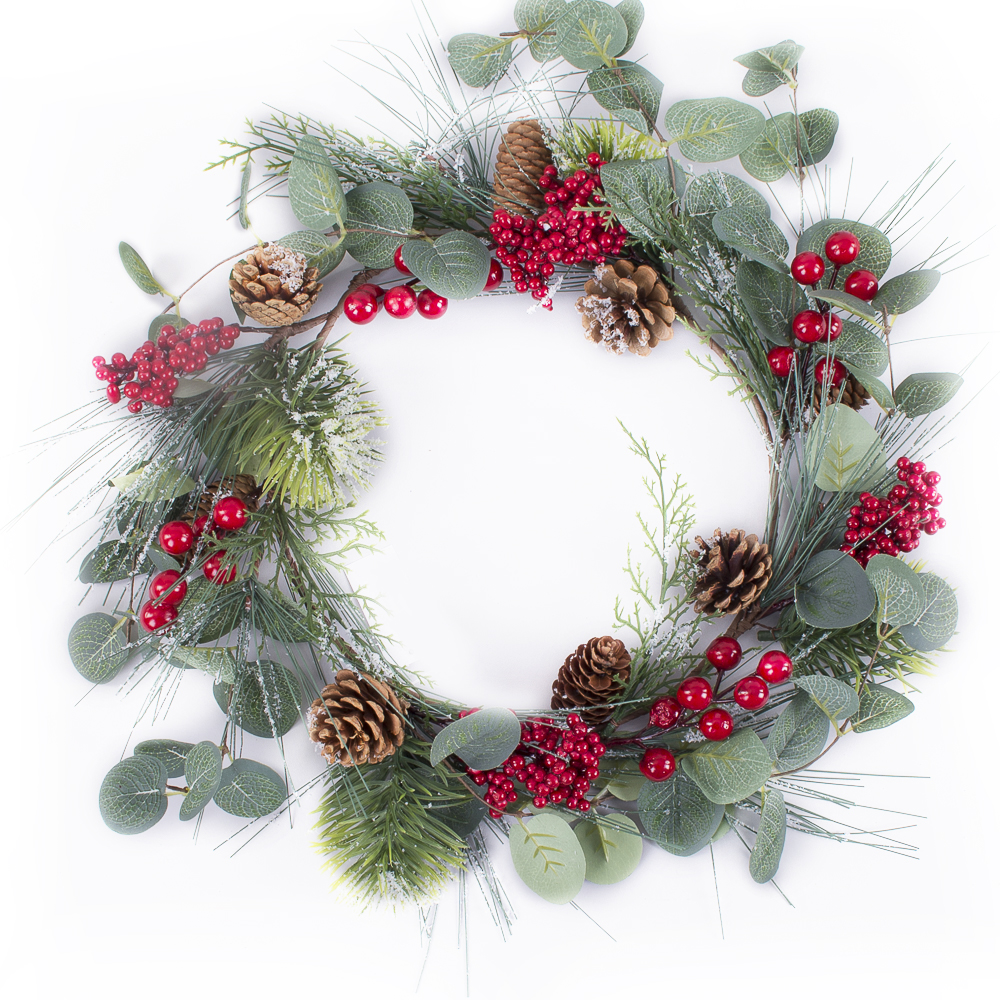 Віночок новорічний 43см з евкаліптом Canea