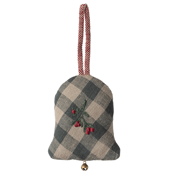 Підвіска ялинкова текстильна "Дзвіночок" в клітинку 8см Maileg