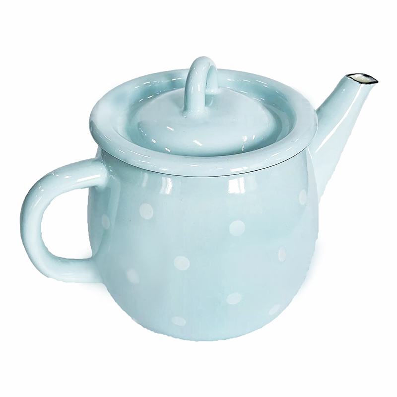 Чайник 1л емальований м'ятний в дрібний горошок Isabelle Rose