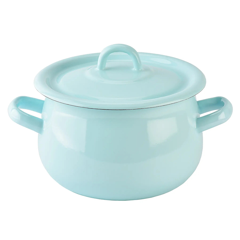 Каструля емальована 2,4л м'ятна з кришкою