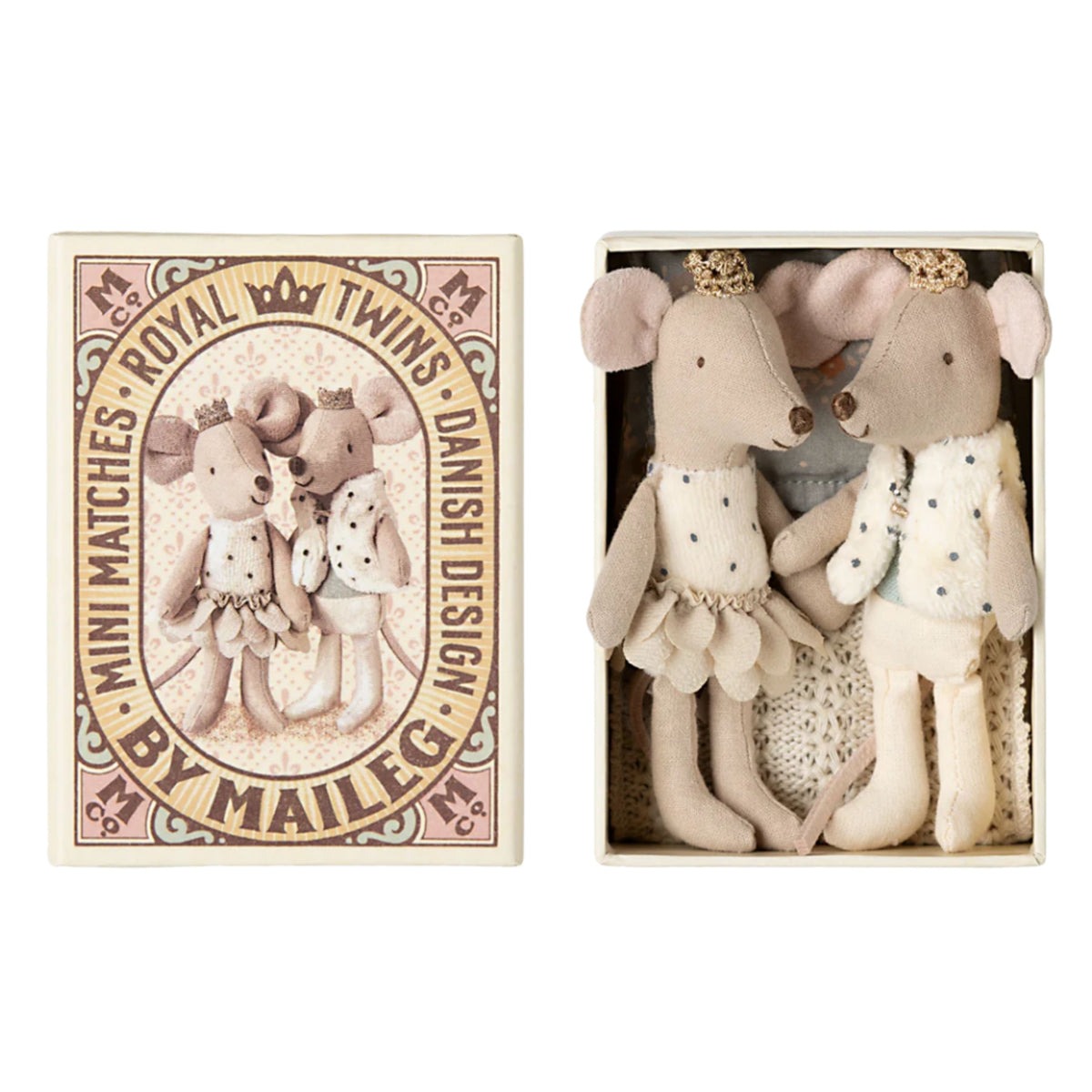 Мишки Принц та Принцеса 11см у коробці з постіллю Maileg