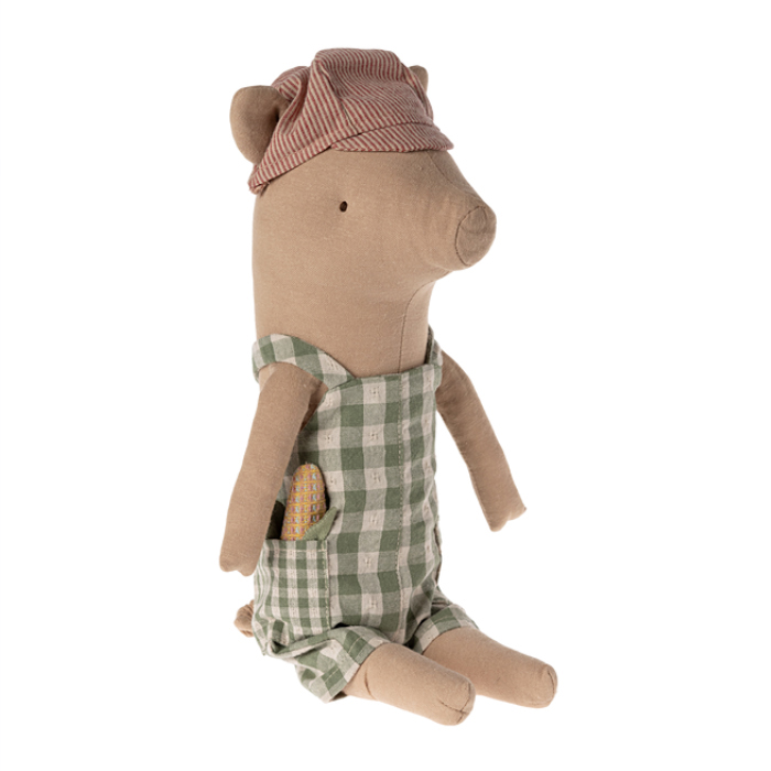 Свинка текстильна 34см хлопчик з кукурудзою Maileg