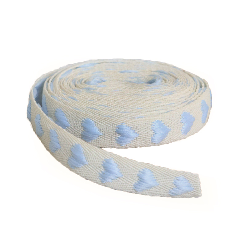 Стрічка 1,5см в голубі сердечка 90см Canea