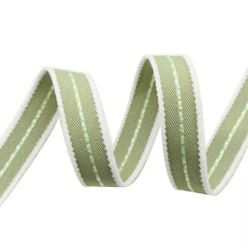 Стрічка 1,5см зелена 1м в білу полоску Canea