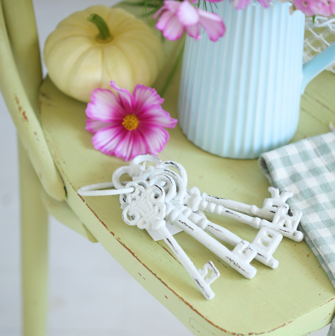 В'язка декоративних білих ключів 5шт із чавуну Canea