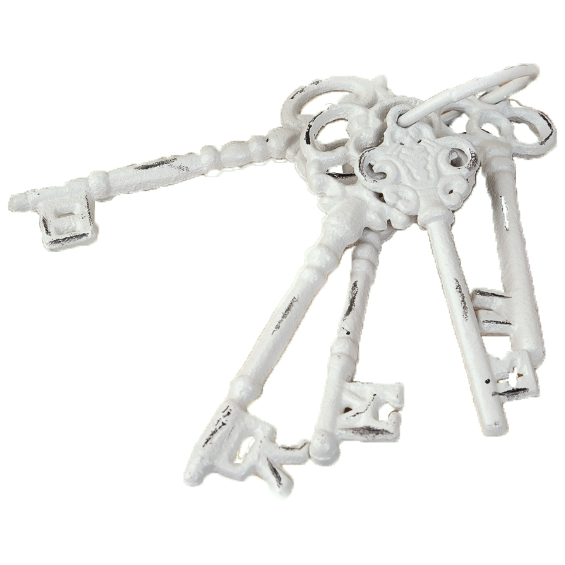 В'язка декоративних білих ключів 5шт із чавуну Canea