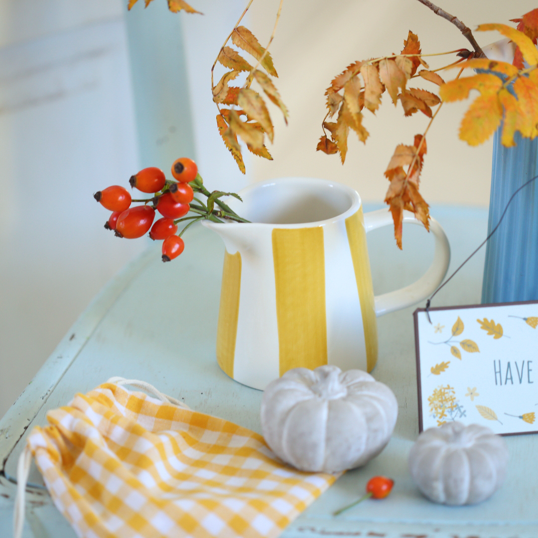 Глечик 300мл керамічний у гірчичну полоску Canea