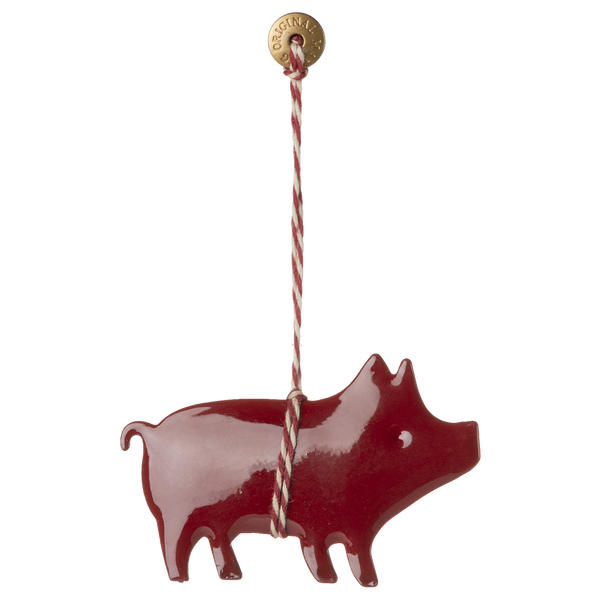 Підвіска металева "Свинка" 6см червона Maileg