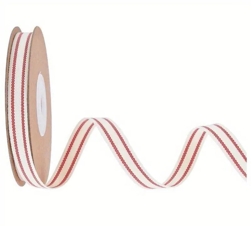 Стрічка 1см в червону полоску 10м Canea