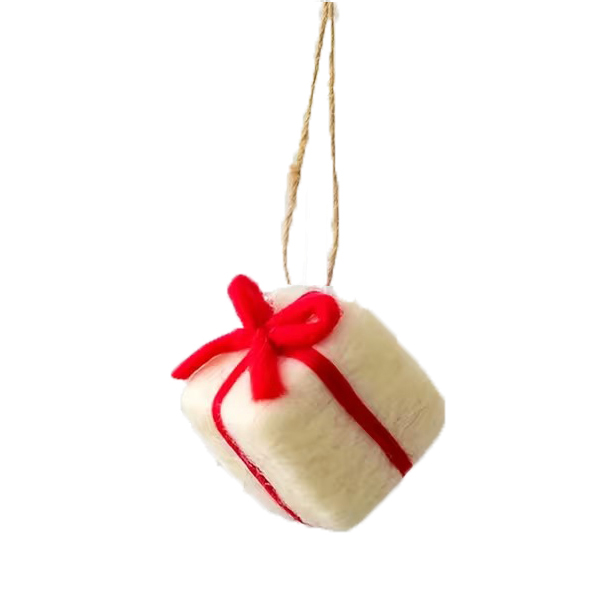 Підвіска із вовни "Подарунок" 6см білий Canea