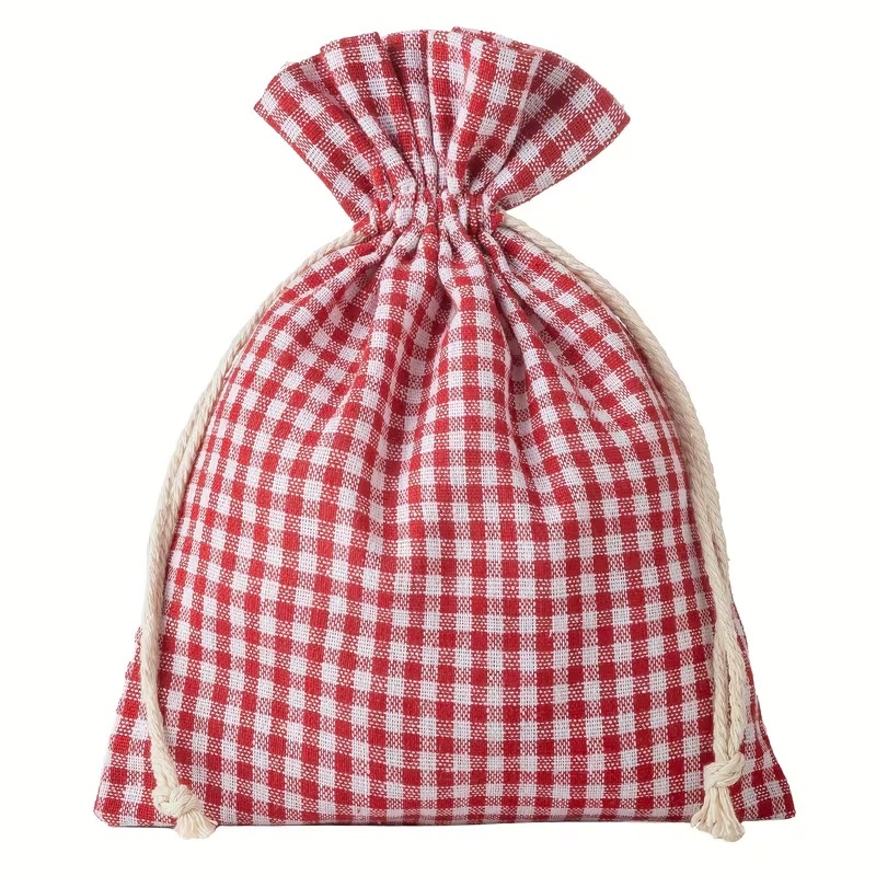 Мішечок бавовняний 15х20см у червону клітинку Canea