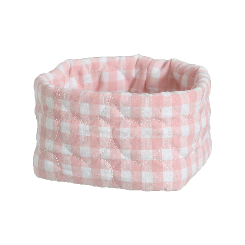 Корзинка текстильна 12см рожева у велику клітинку Canea