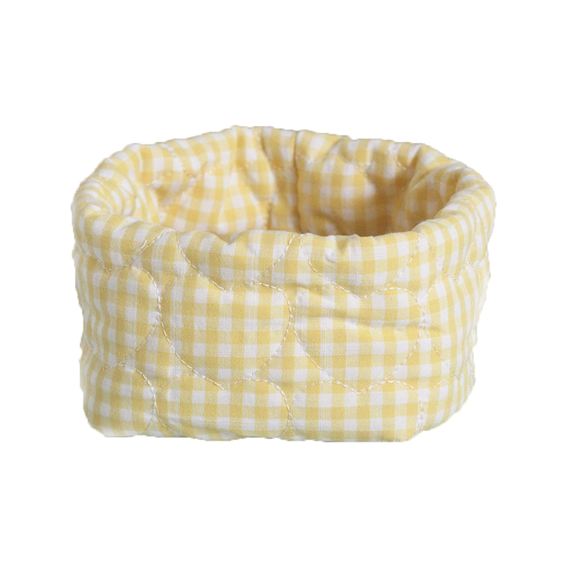 Корзинка текстильна 12см жовта у дрібну клітинку Canea