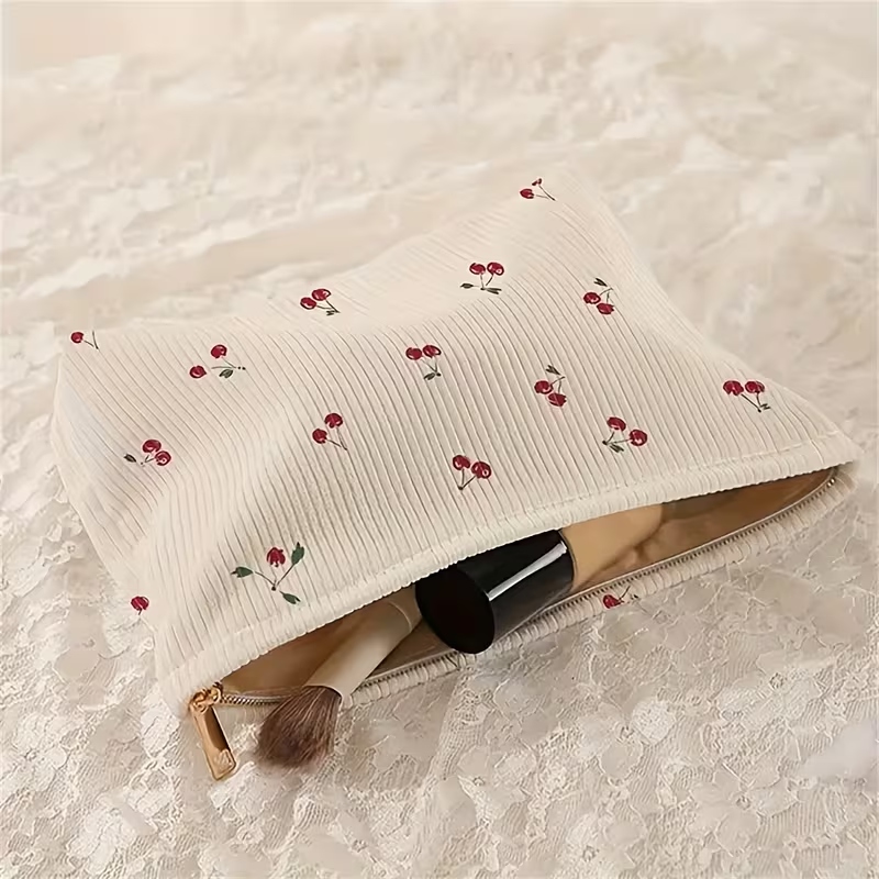 Косметичка 26см з вишеньками вельветова Canea
