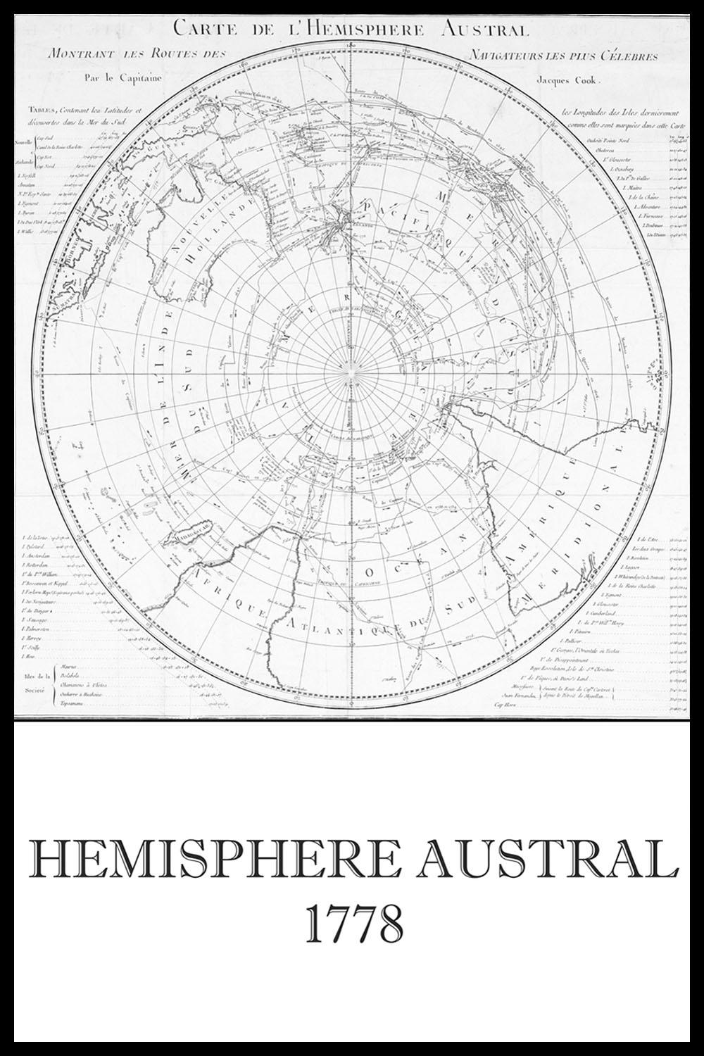 Постер Карта Южного Полушария, 1778 Г. купить в интернет-магазине  Postermarkt