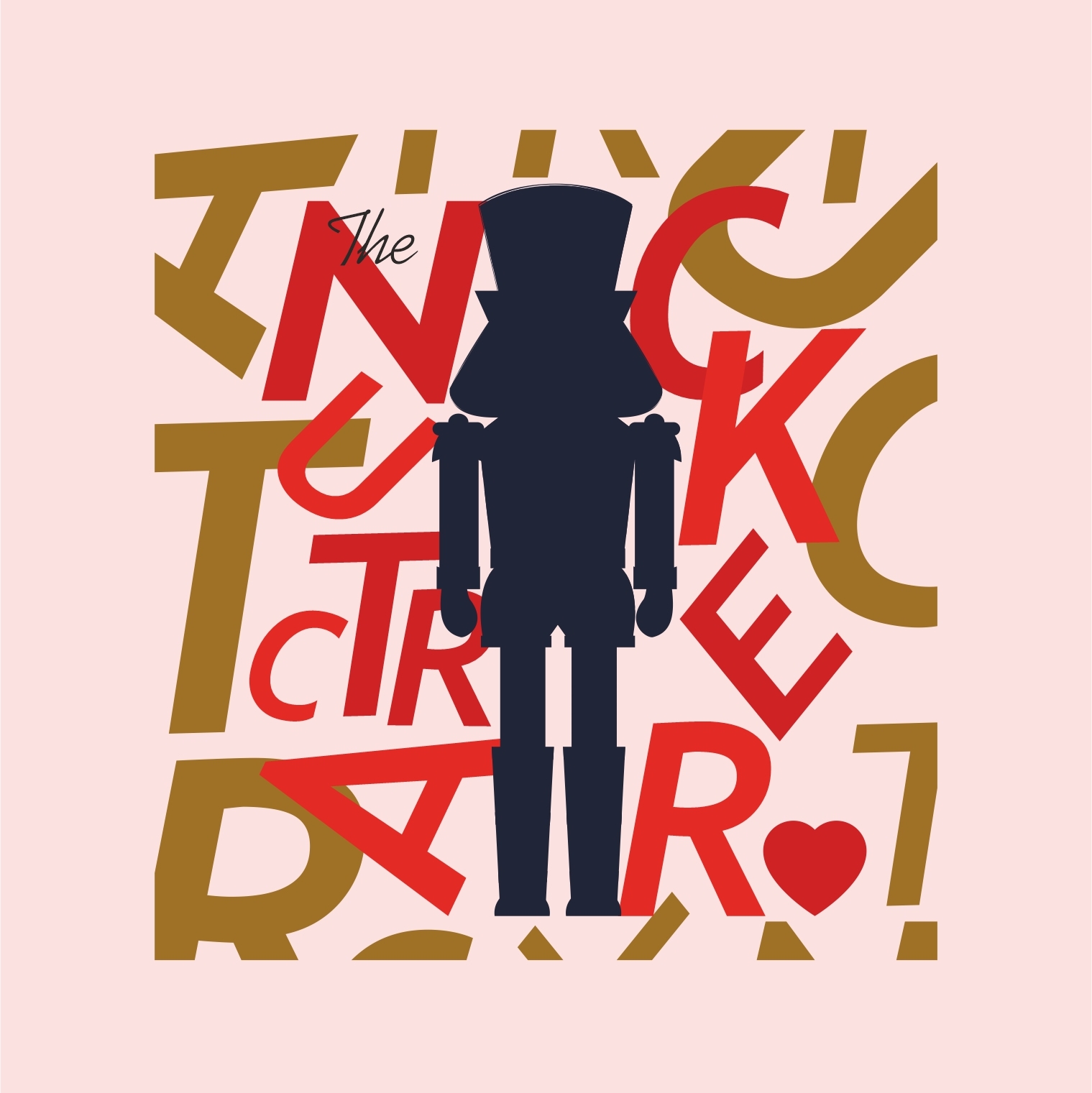 Christmas Coloring Set cover - The Nutcracker with festive typography in red and gold on pink background, Swiss kids holiday activity print Bonalini Switzerland