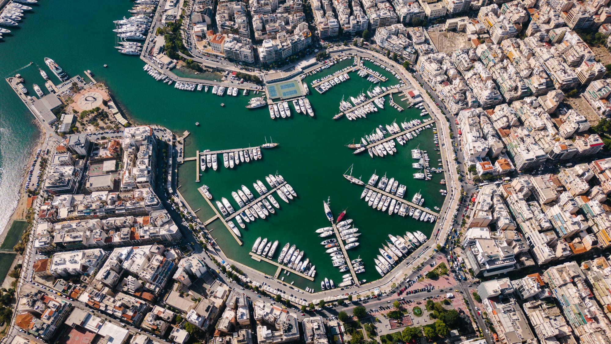 Aerial Photo Over The Marina In Piraeus During The Day