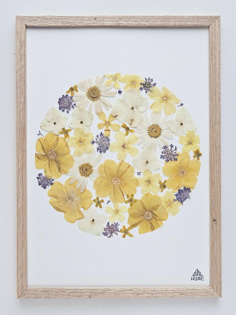 herbier géometrique en rond fleurs pressées de Bretagne fait main artisanat français Rennes Inspirihome