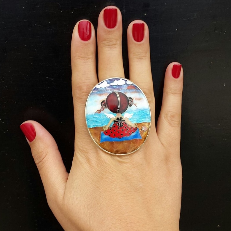 Кольцо с эмалью купить в москве в интернет-магазине минанкари от Enamel ...