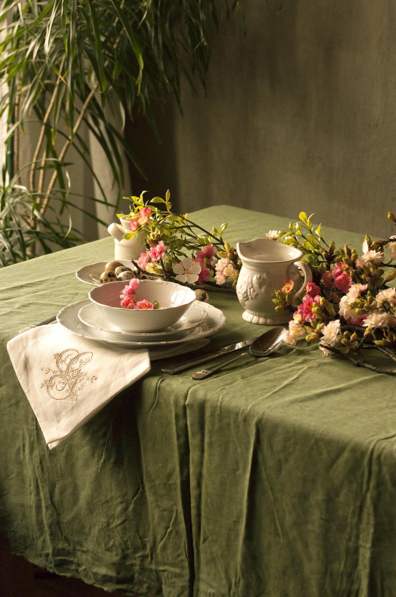 Скатерть из умягченного льна Мох