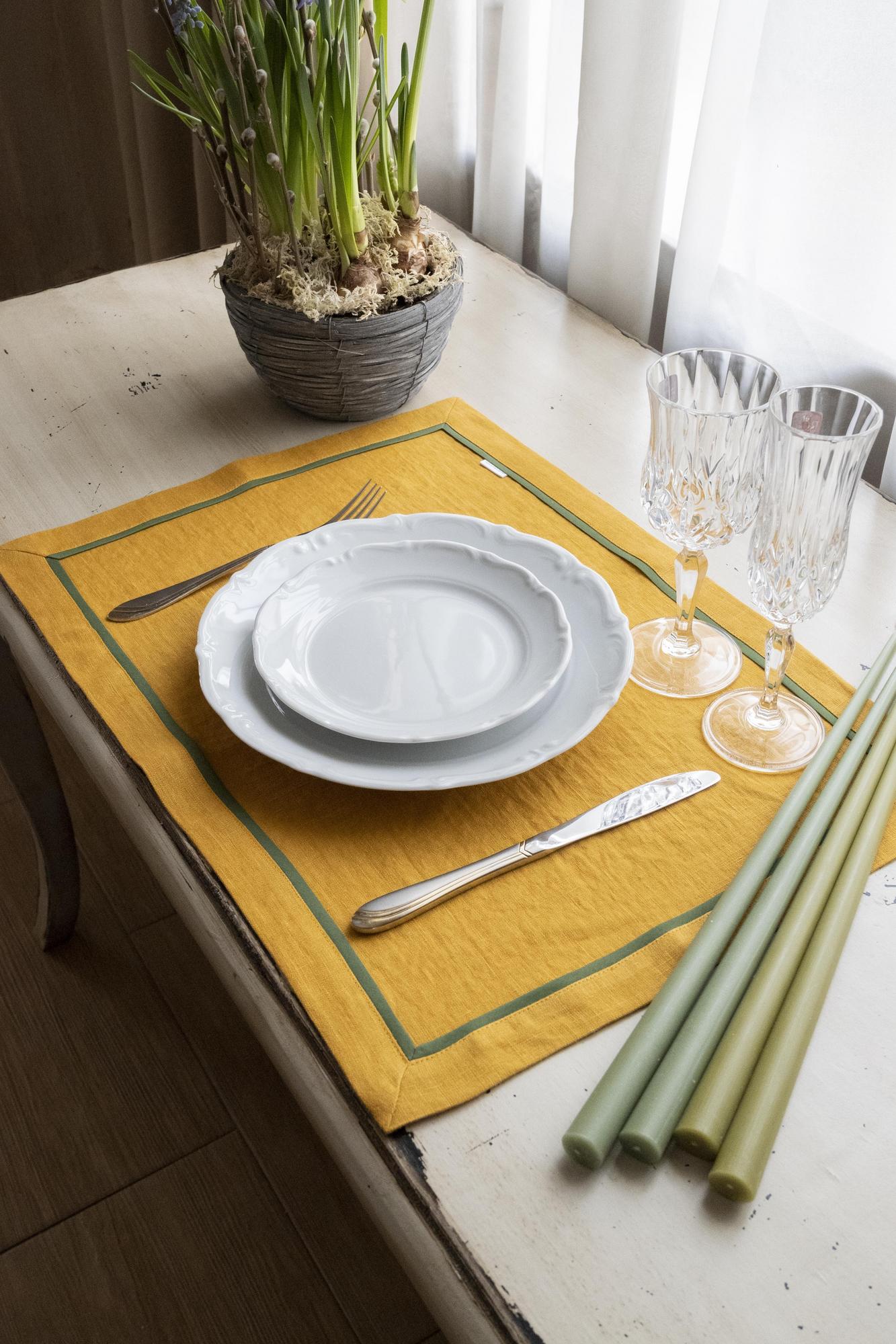 Плейсмат оттенок Горчица  с кантом