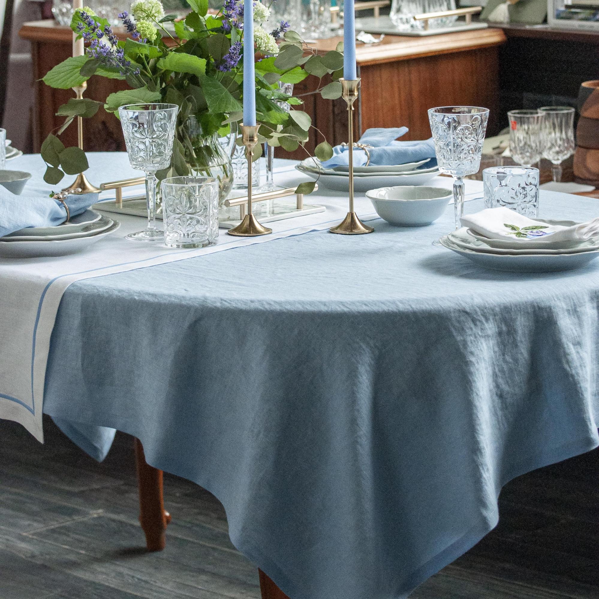 Скатерть из умягченного льна Аквамарин