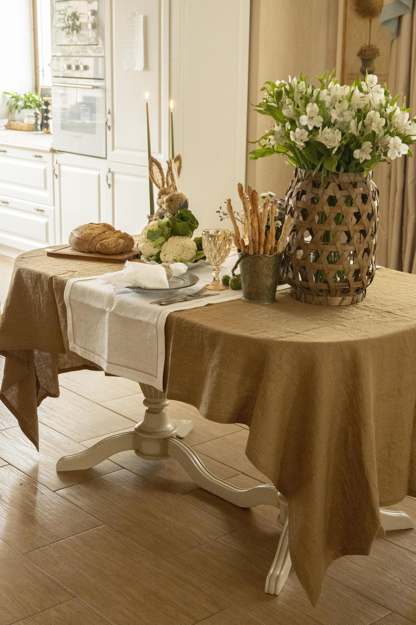 Скатерть из умягченного льна Сахара