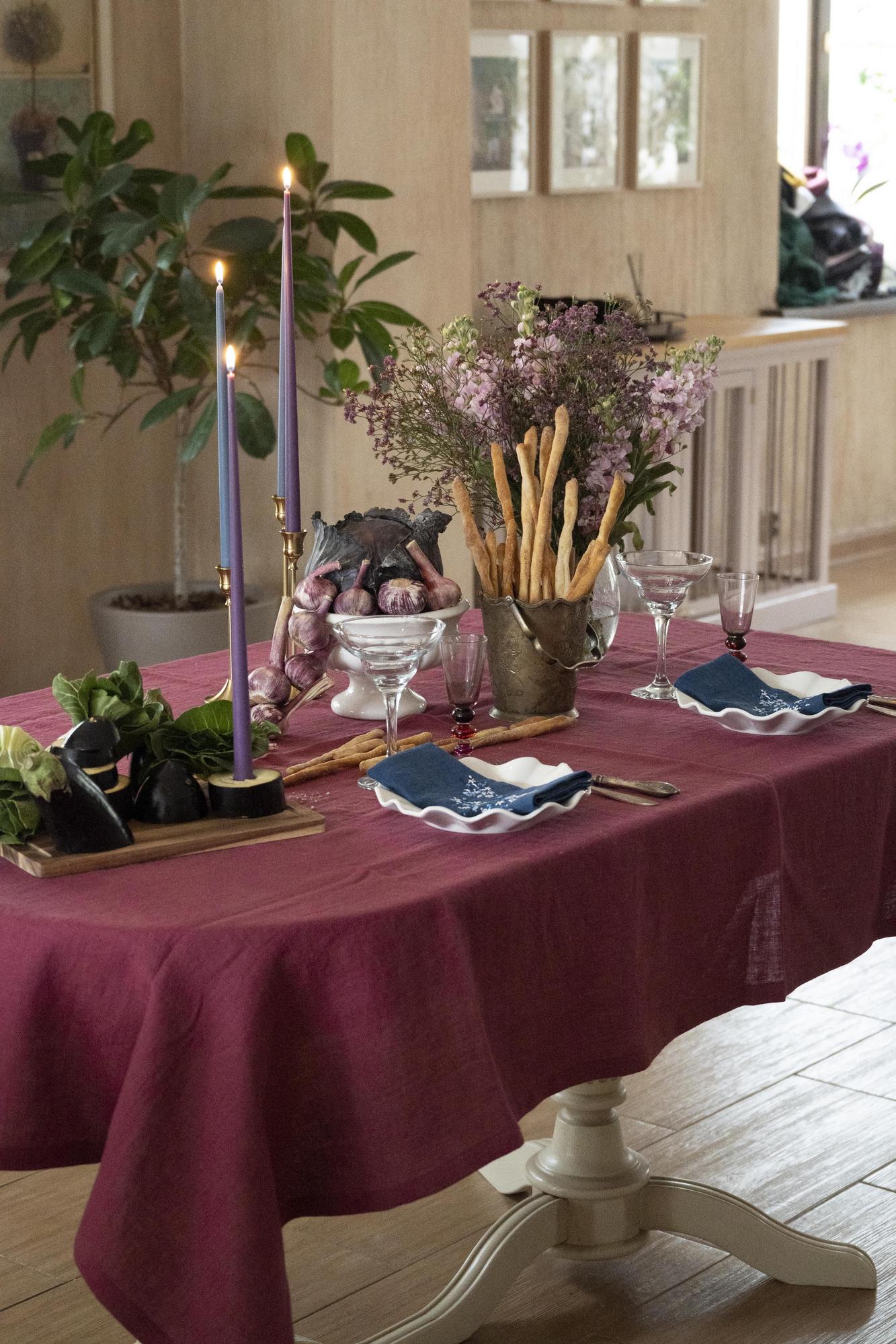 Скатерть из умягченного льна Пион