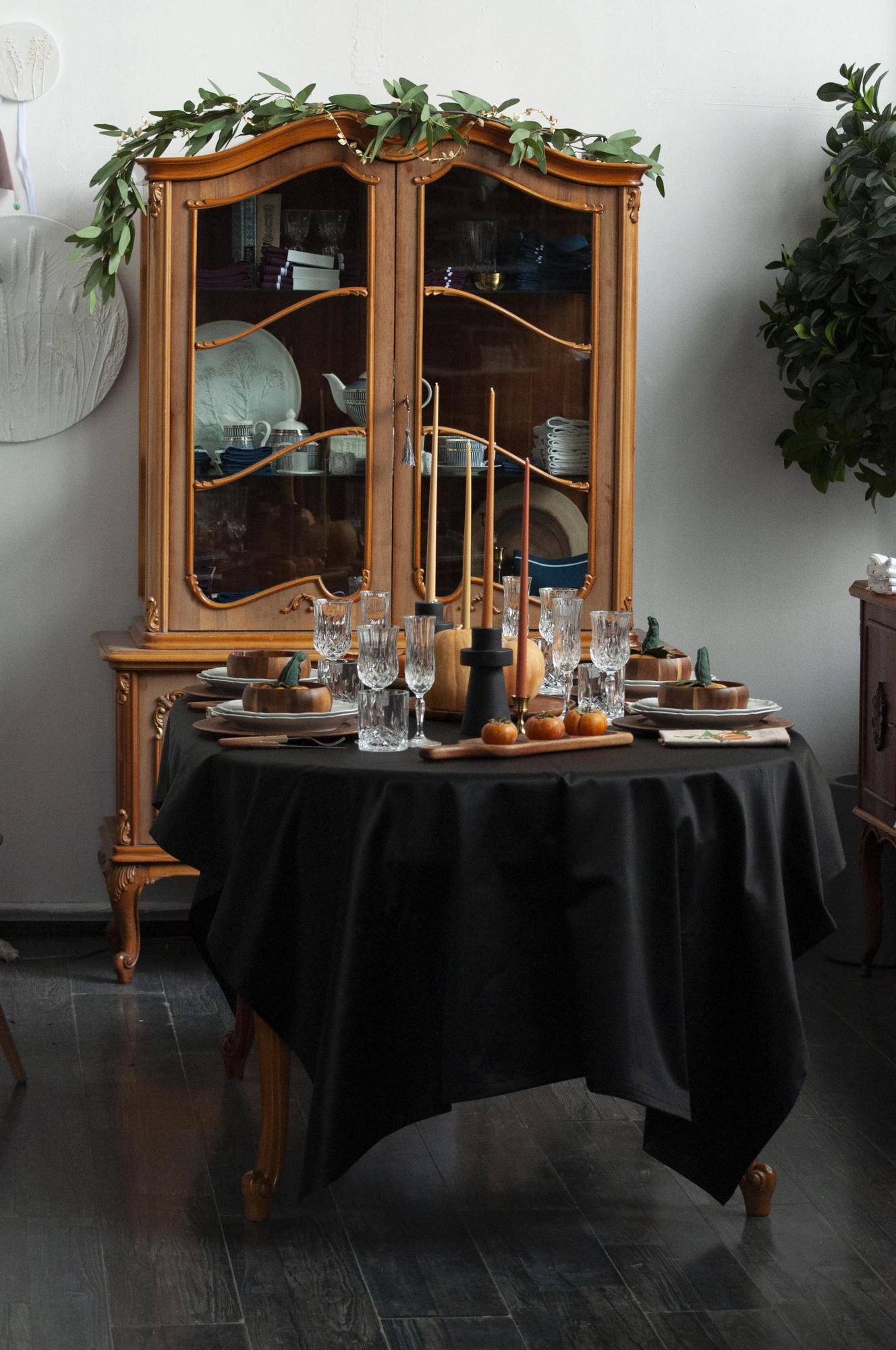 Скатерть хлопковая, оттенок Черный