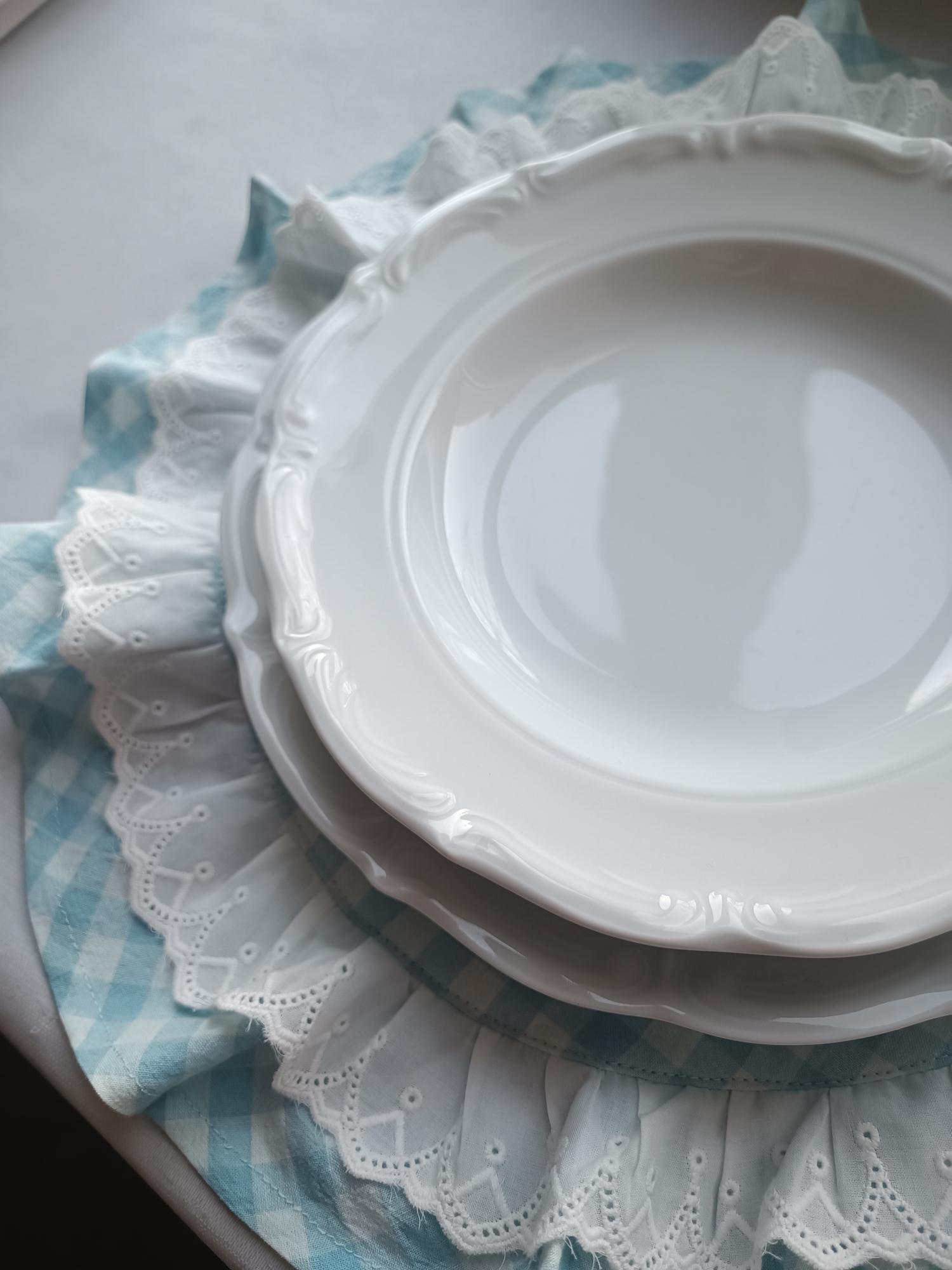 Плейсмат голубая клеточка с кружевом