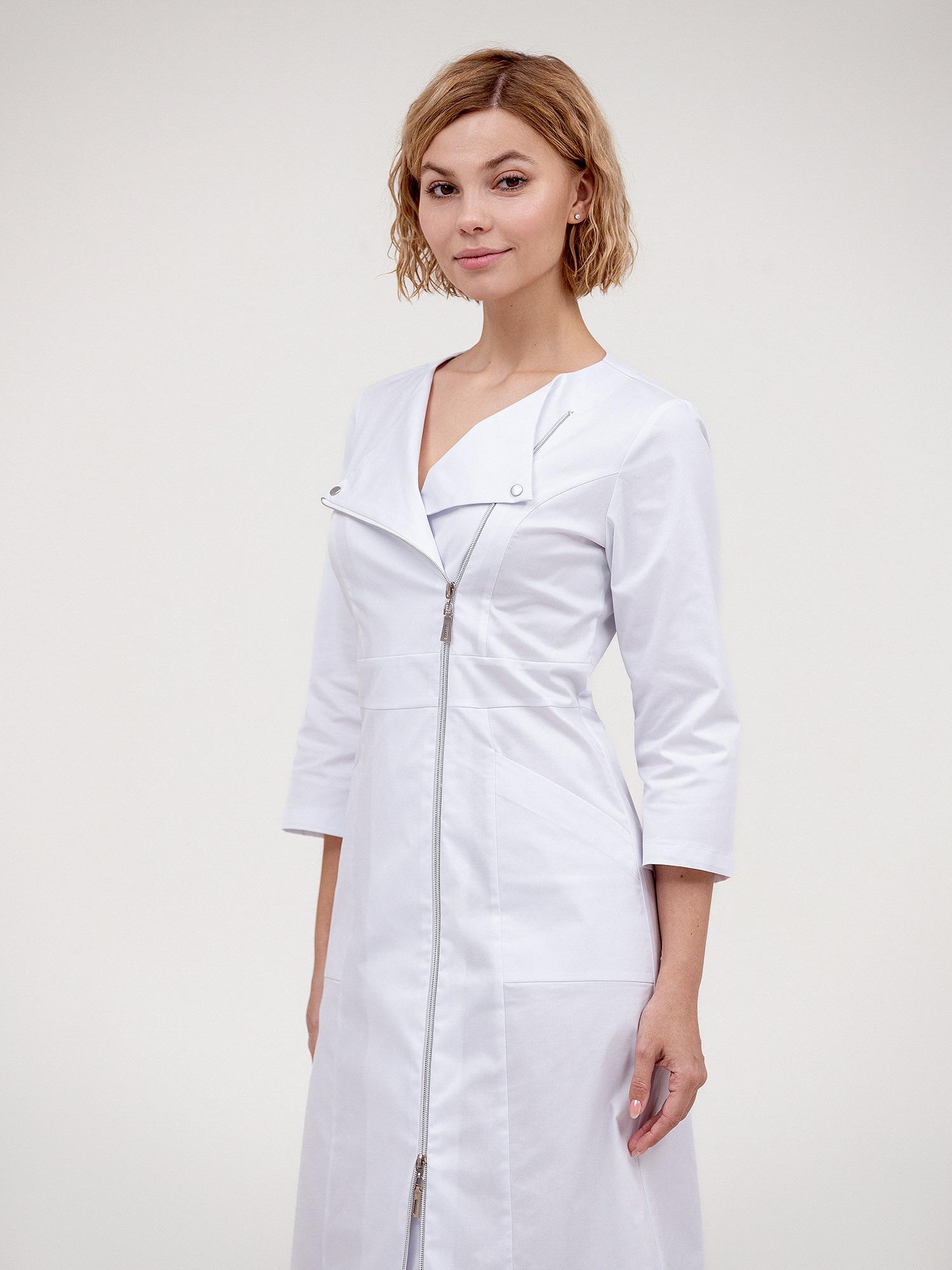 Халат медицинский женский "Джекки", cotton strech, белый