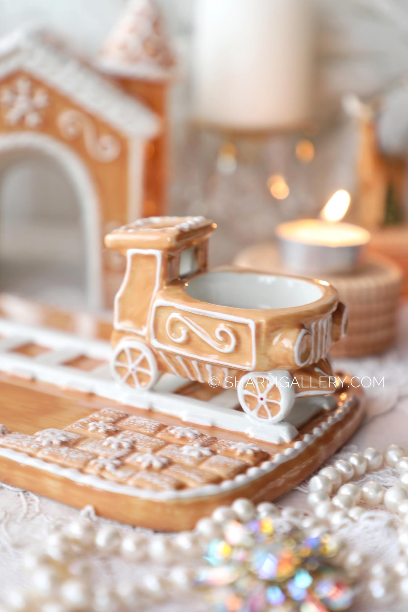 "Пряничный домик подсвечник с паровозиком" Winter Bakery decoration фарфор Villeroy and Boch Германия